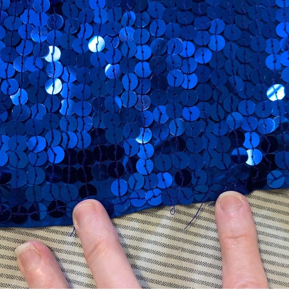 Vintage 80s blue Sequin Blouse - Picture 8 of 9